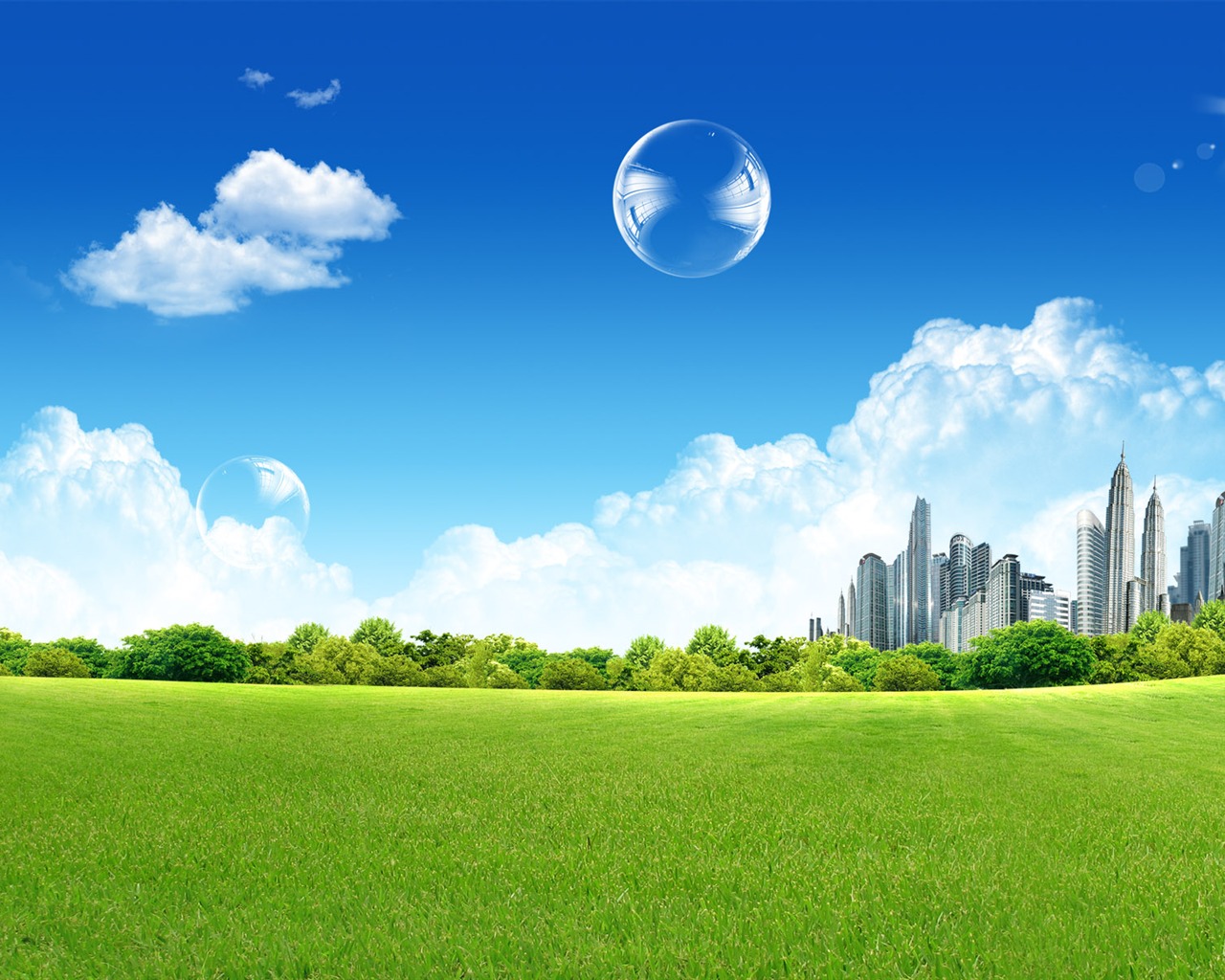 Photoshop sonnigen Sommertag Landschaft Wallpaper (2) #6 - 1280x1024