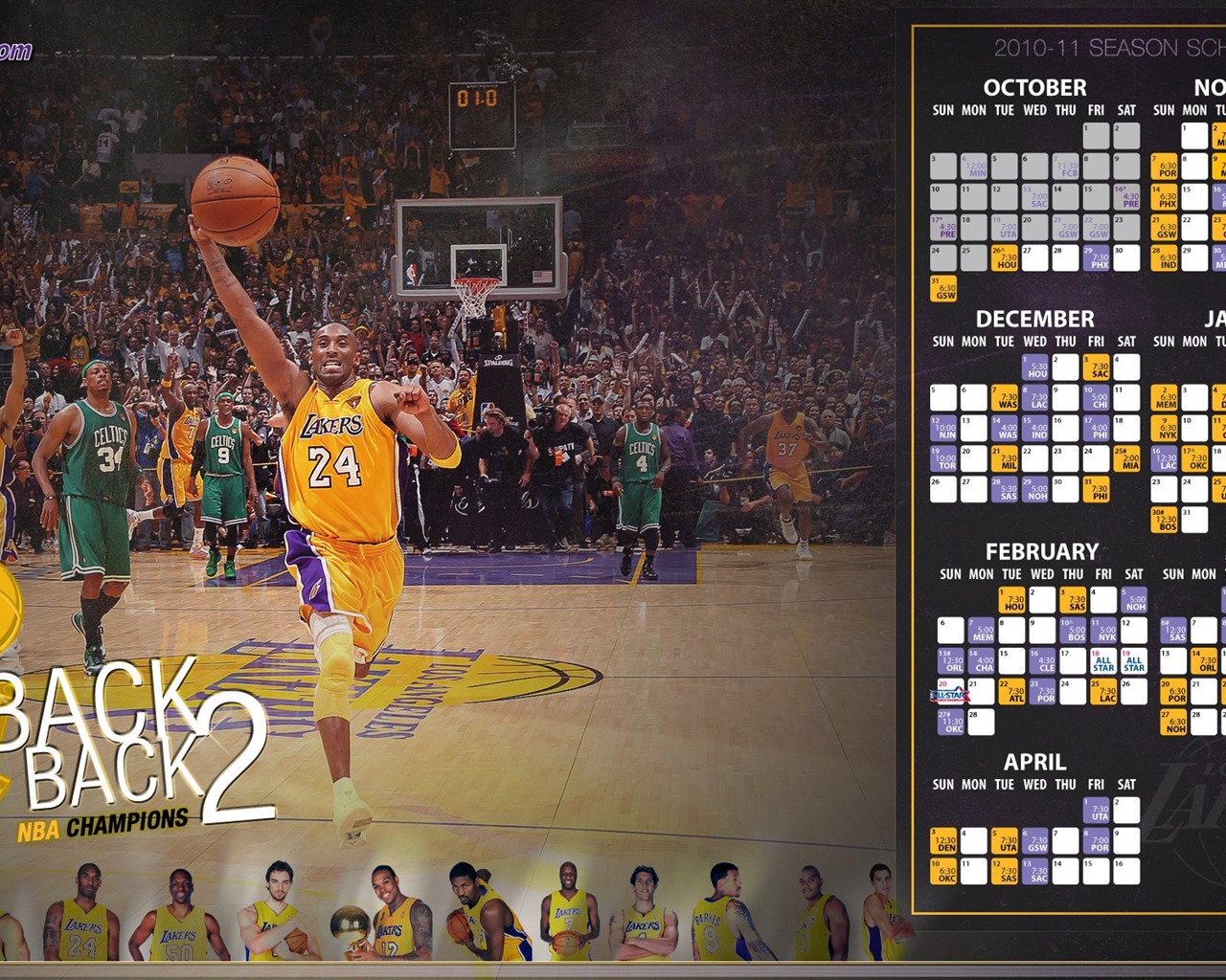 NBA 2010-11 시즌, 로스 앤젤레스 레이커스 배경 화면 #15 - 1280x1024