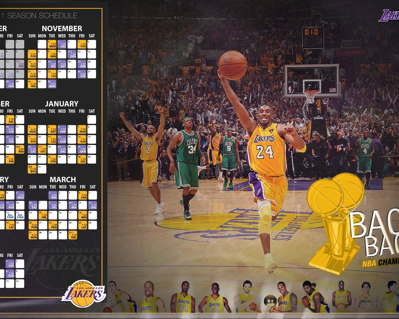 NBA 2010-11 temporada, Los Angeles Lakers Fondo de Pantalla #16 - 1280x1024
