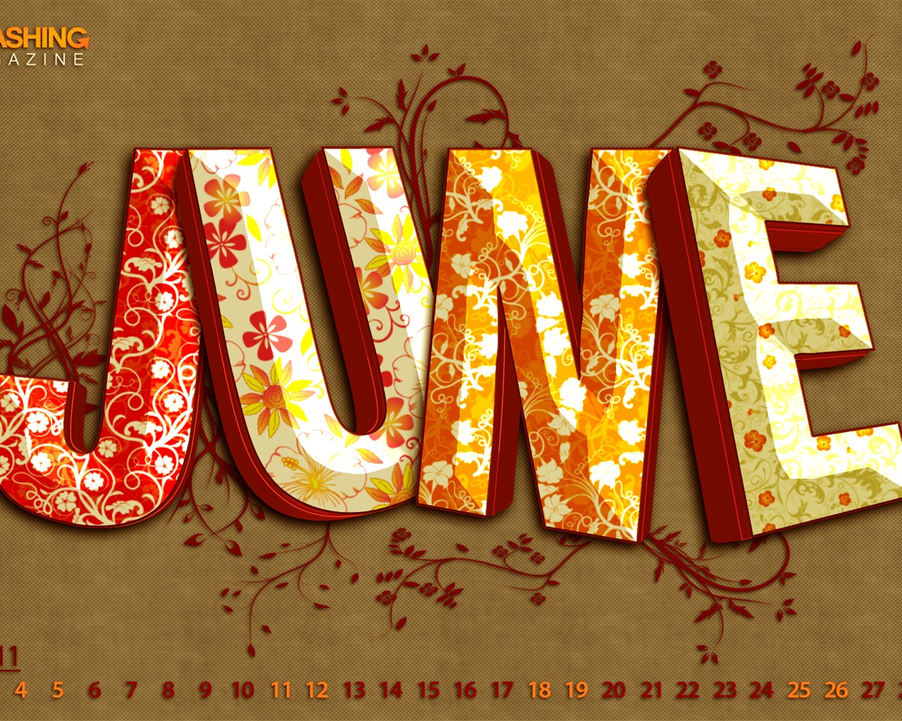 Juni 2011 Kalender Wallpaper (1) #17 - 1280x1024