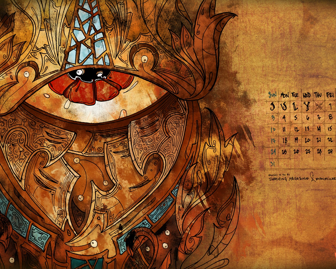 2011年7月 月曆壁紙(一) #10 - 1280x1024
