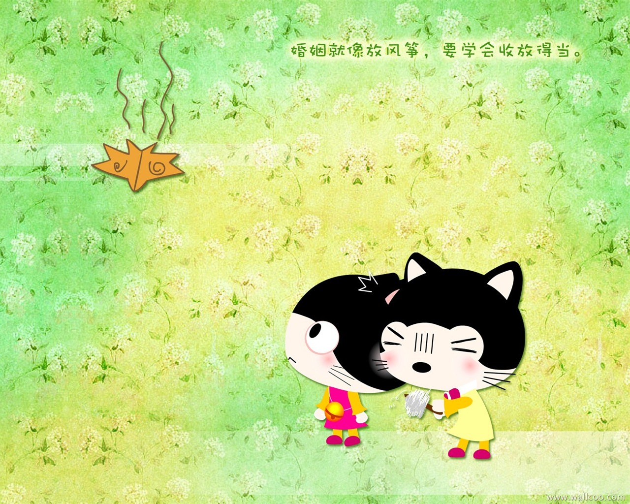 貓咪寶貝 卡通壁紙(一) #18 - 1280x1024