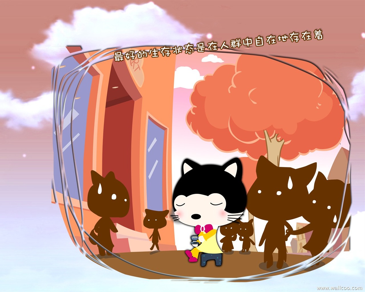 Bebé gato de dibujos animados fondos de pantalla (3) #2 - 1280x1024