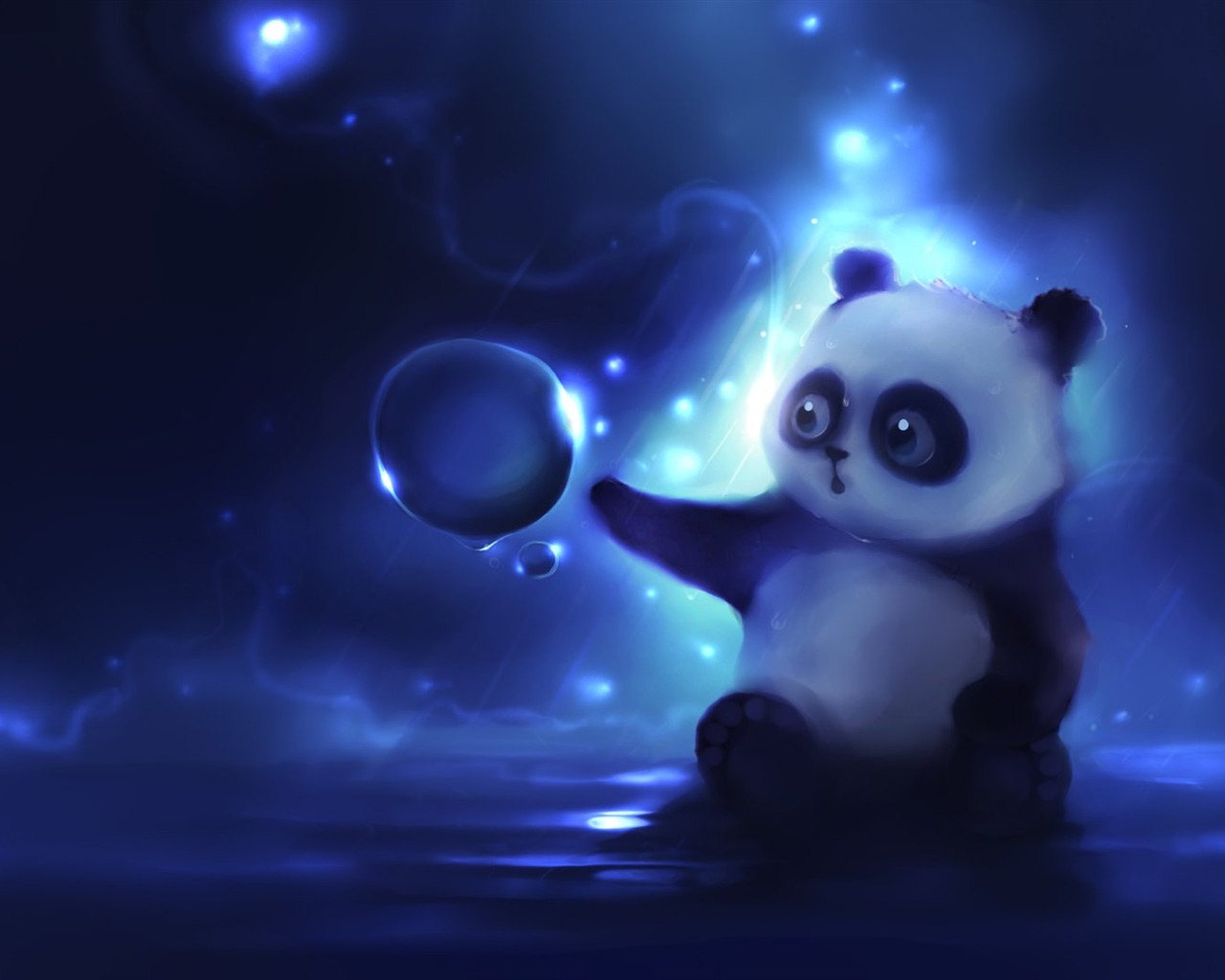 Apofiss水彩插畫 小黑貓壁紙 #5 - 1280x1024
