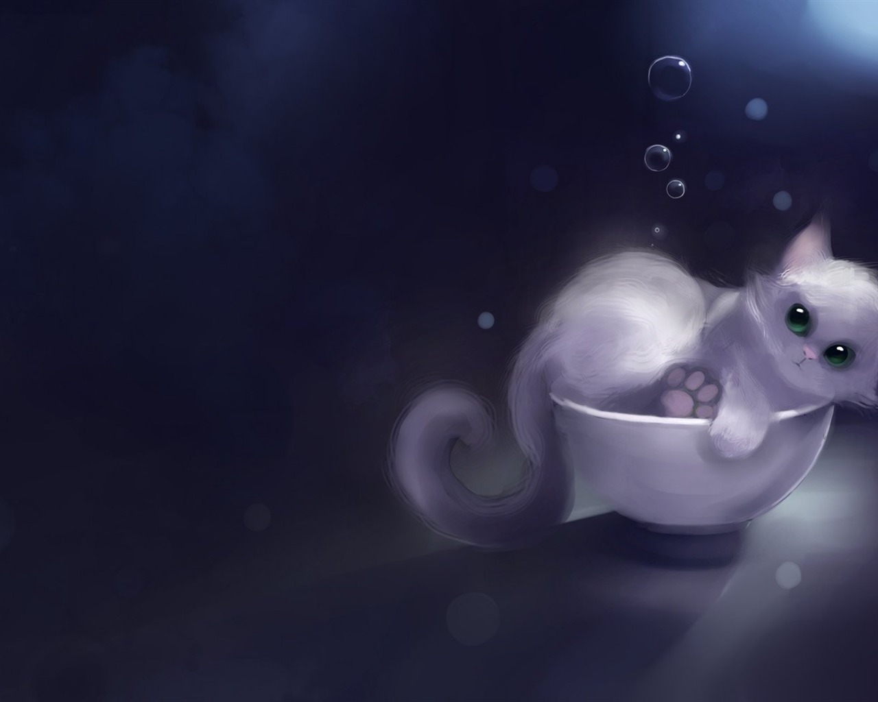 Apofiss小さな黒い猫の壁紙の水彩イラスト #6 - 1280x1024