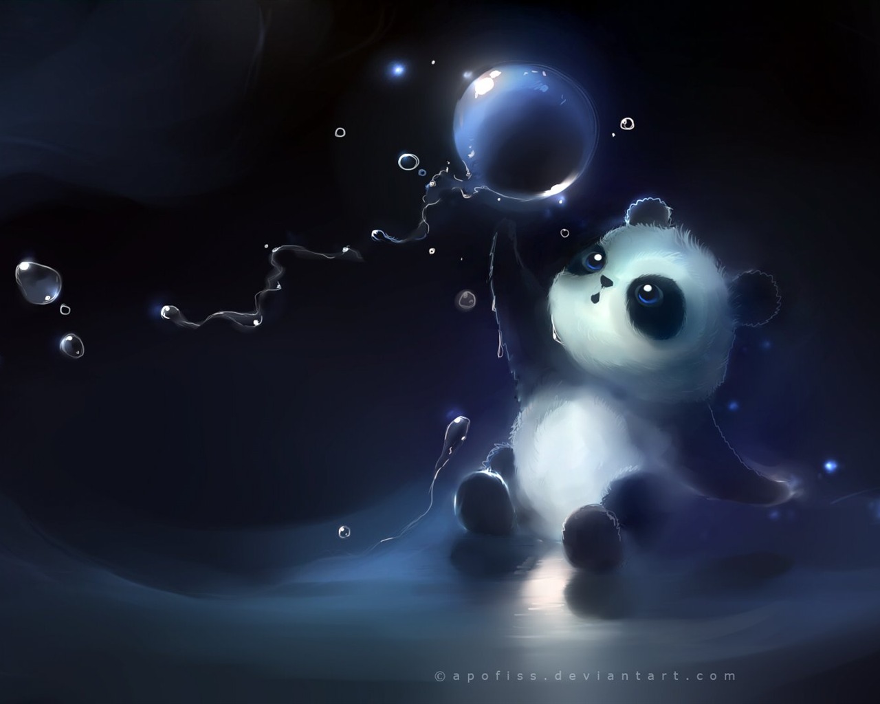 Apofiss水彩插畫 小黑貓壁紙 #10 - 1280x1024