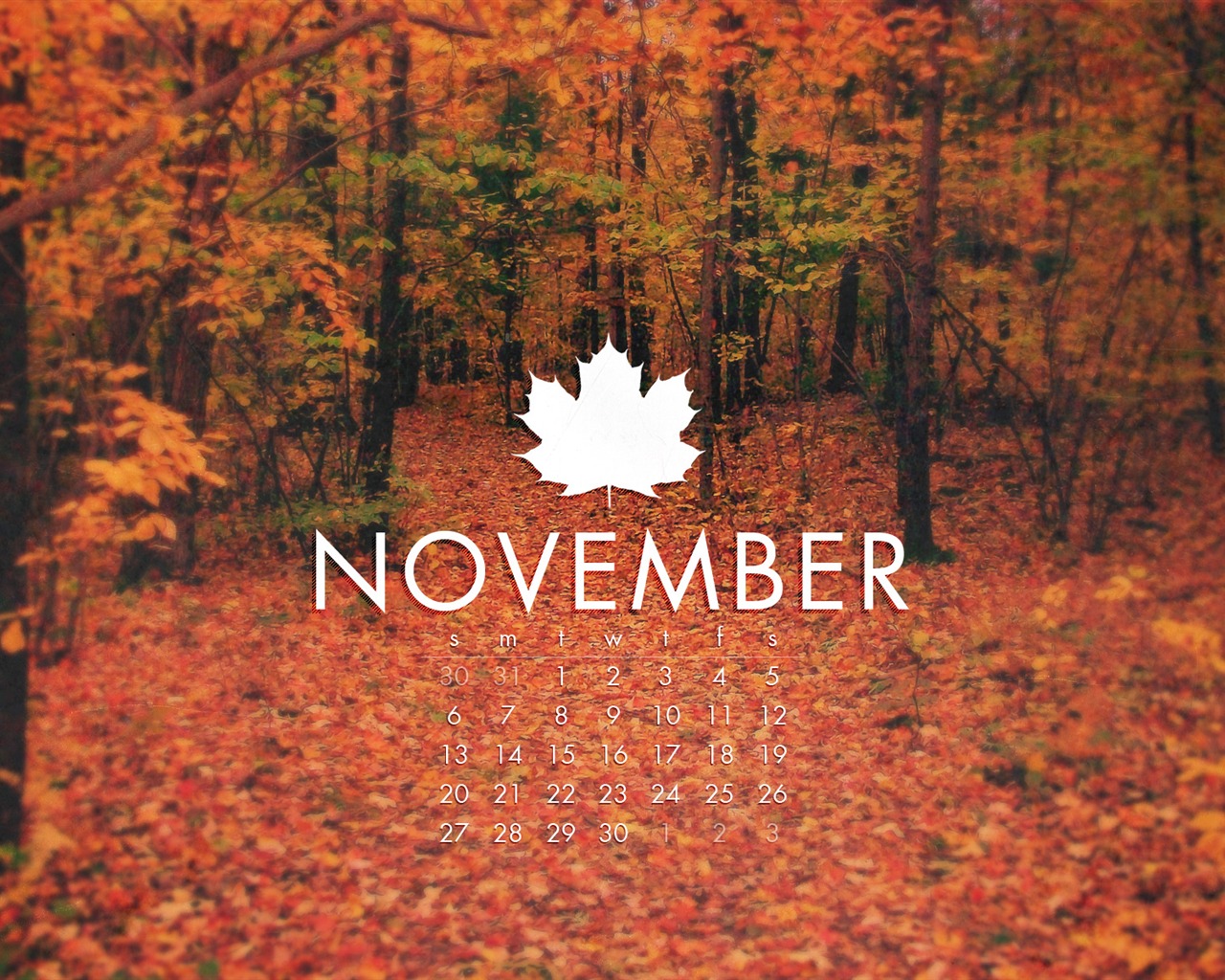 Novembre 2011 Calendar Wallpaper (2) #11 - 1280x1024