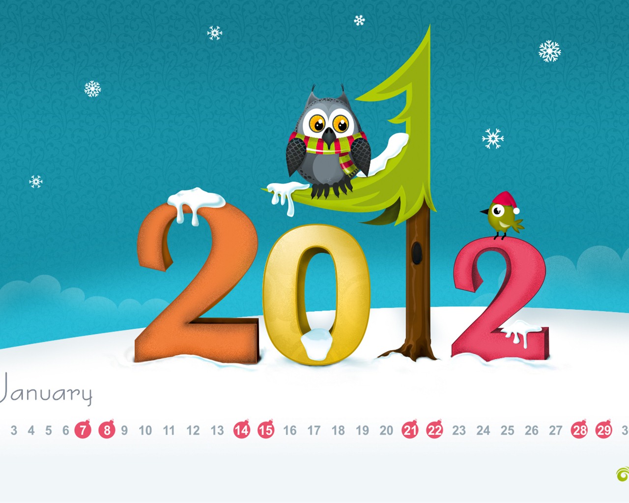 Januar 2012 Kalender Wallpapers #1 - 1280x1024