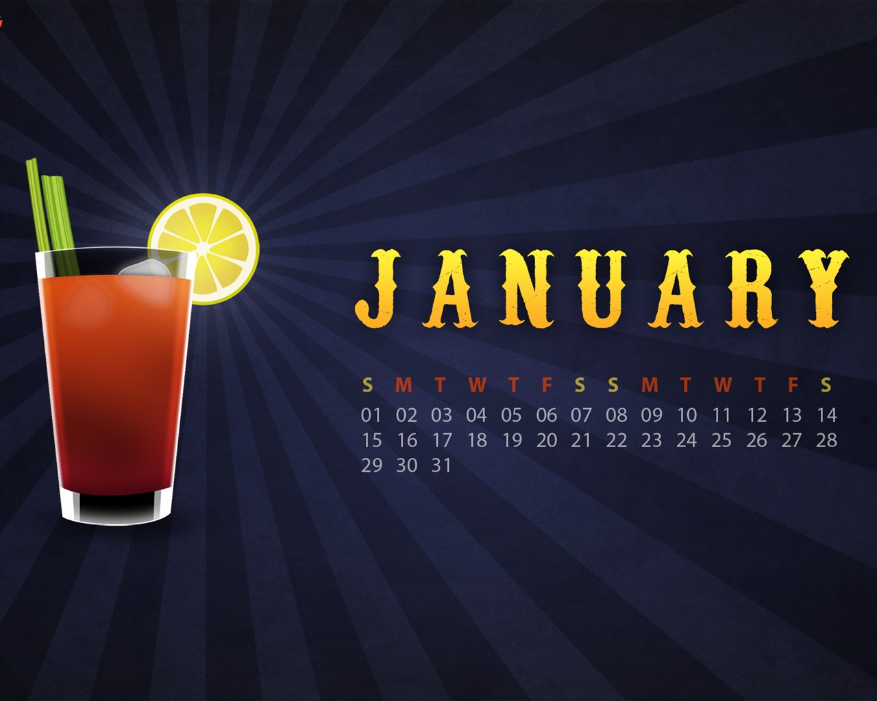 Januar 2012 Kalender Wallpapers #4 - 1280x1024