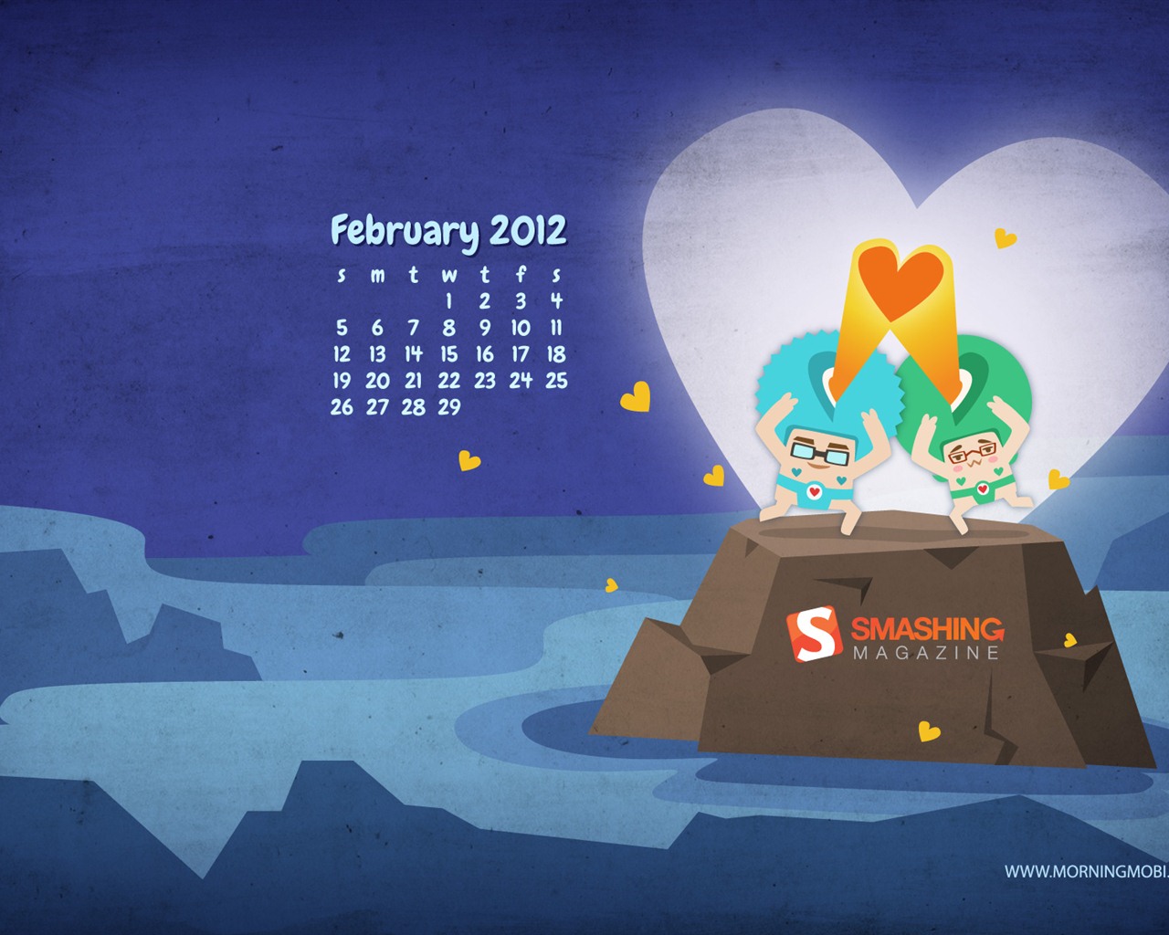 Februar 2012 Kalender Wallpaper (2) #11 - 1280x1024