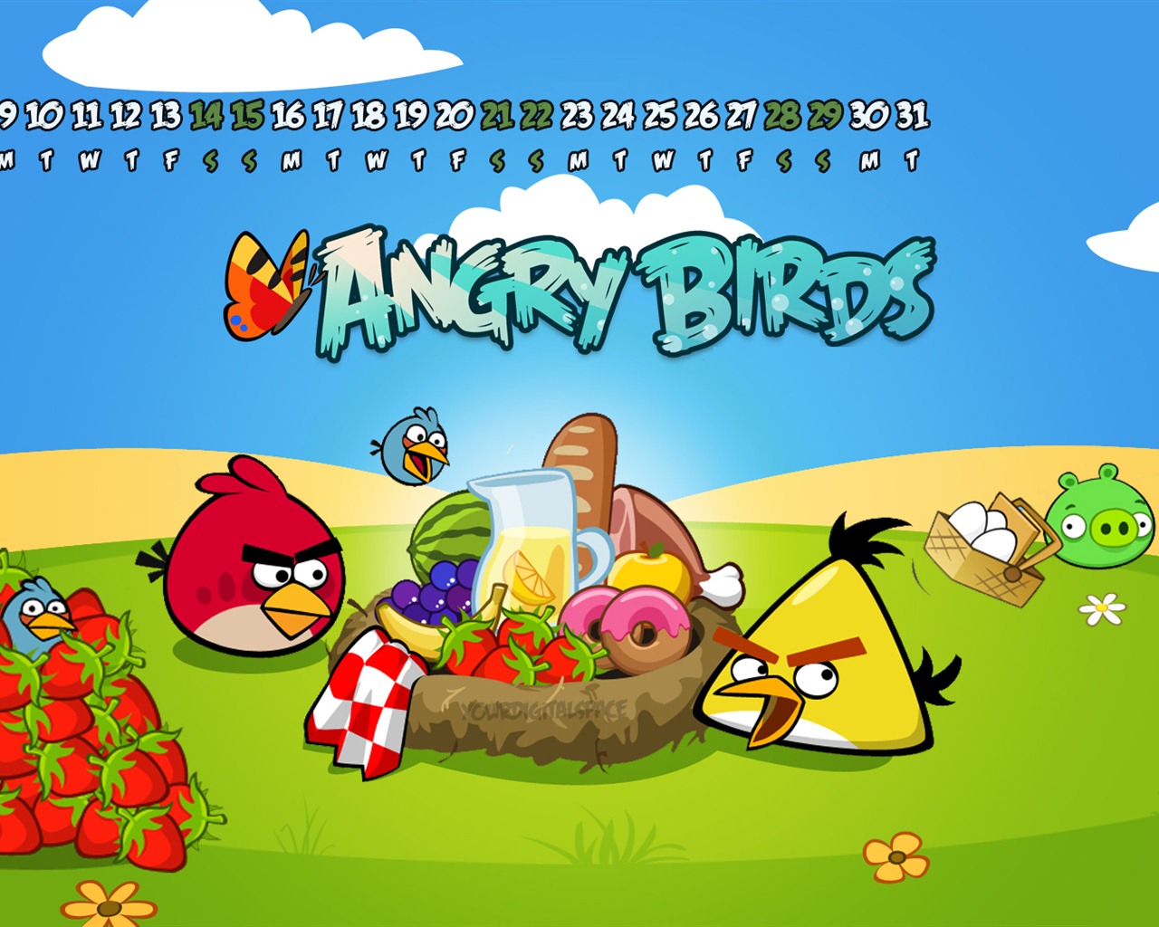Angry Birds 2012 calendario fondos de escritorio #5 - 1280x1024