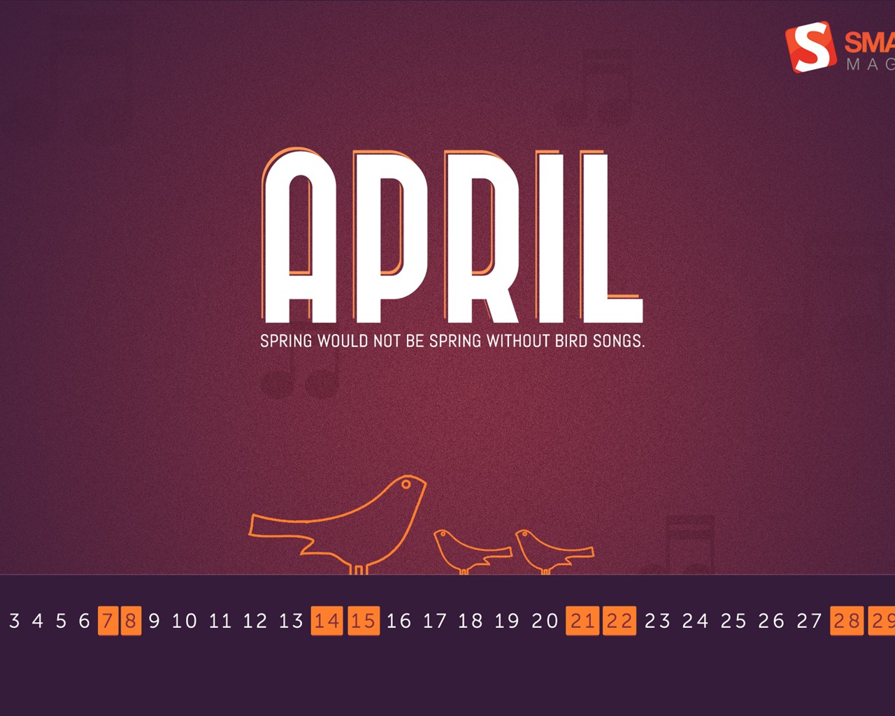 April 2012 Kalender Wallpaper (1) #7 - 1280x1024