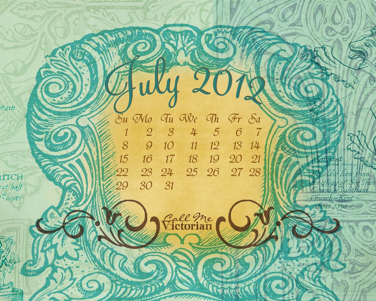 Juli 2012 Kalender Wallpapers (2) #17 - 1280x1024