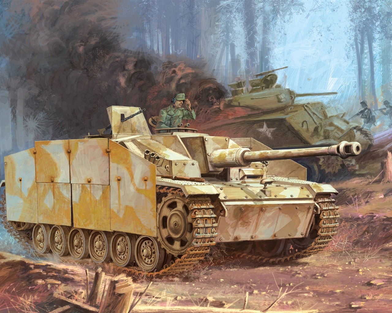Militär Panzer, gepanzerte HD Malerei Tapeten #3 - 1280x1024