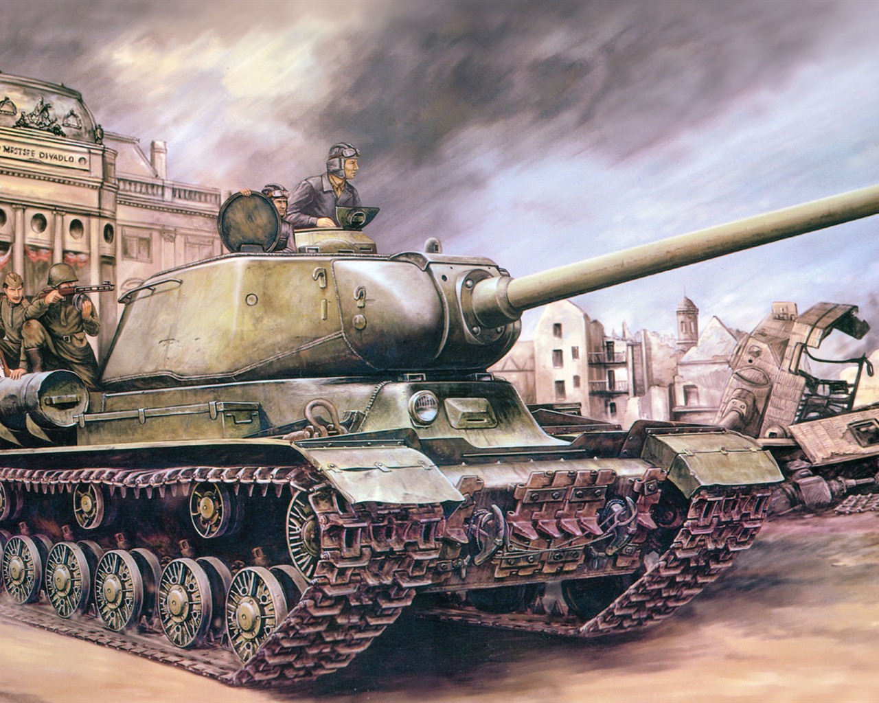 Military tanks, armored HD painting wallpapers #9 - 1280x1024