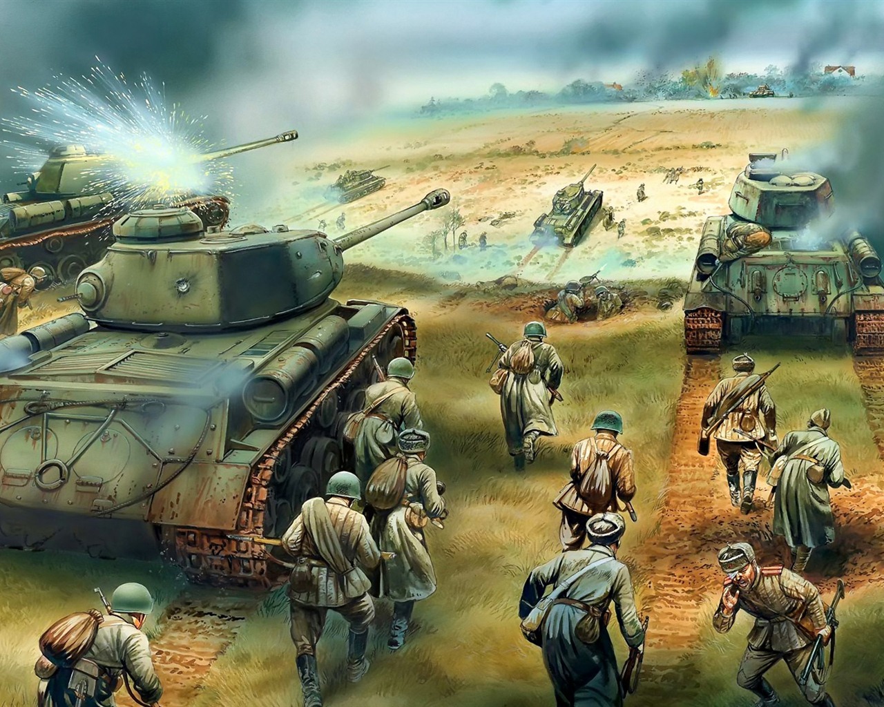 军事坦克装甲 高清绘画壁纸20 - 1280x1024