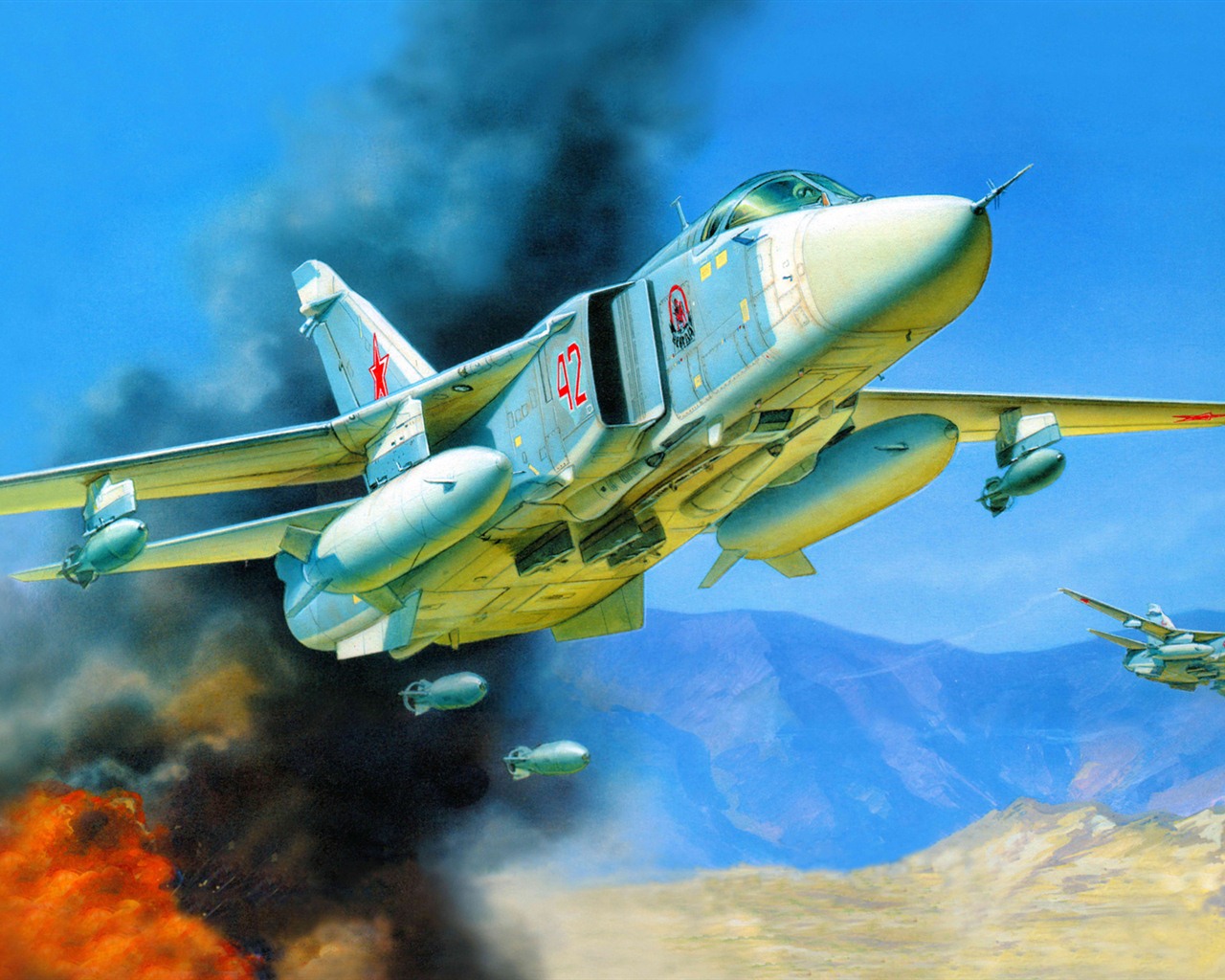 Military aircraft flight exquisite painting wallpapers #3 - 1280x1024