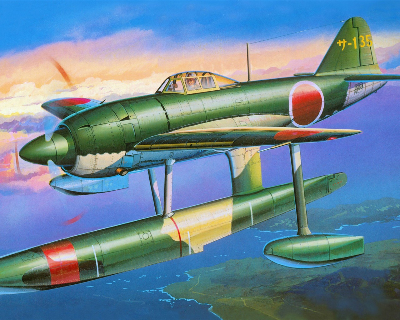 空中飛行的軍用飛機 精美繪畫壁紙 #4 - 1280x1024