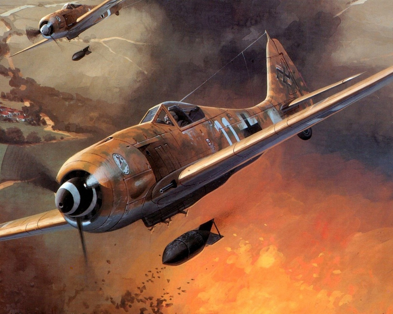 Militärflugzeuge Flug exquisite Malerei Tapeten #6 - 1280x1024