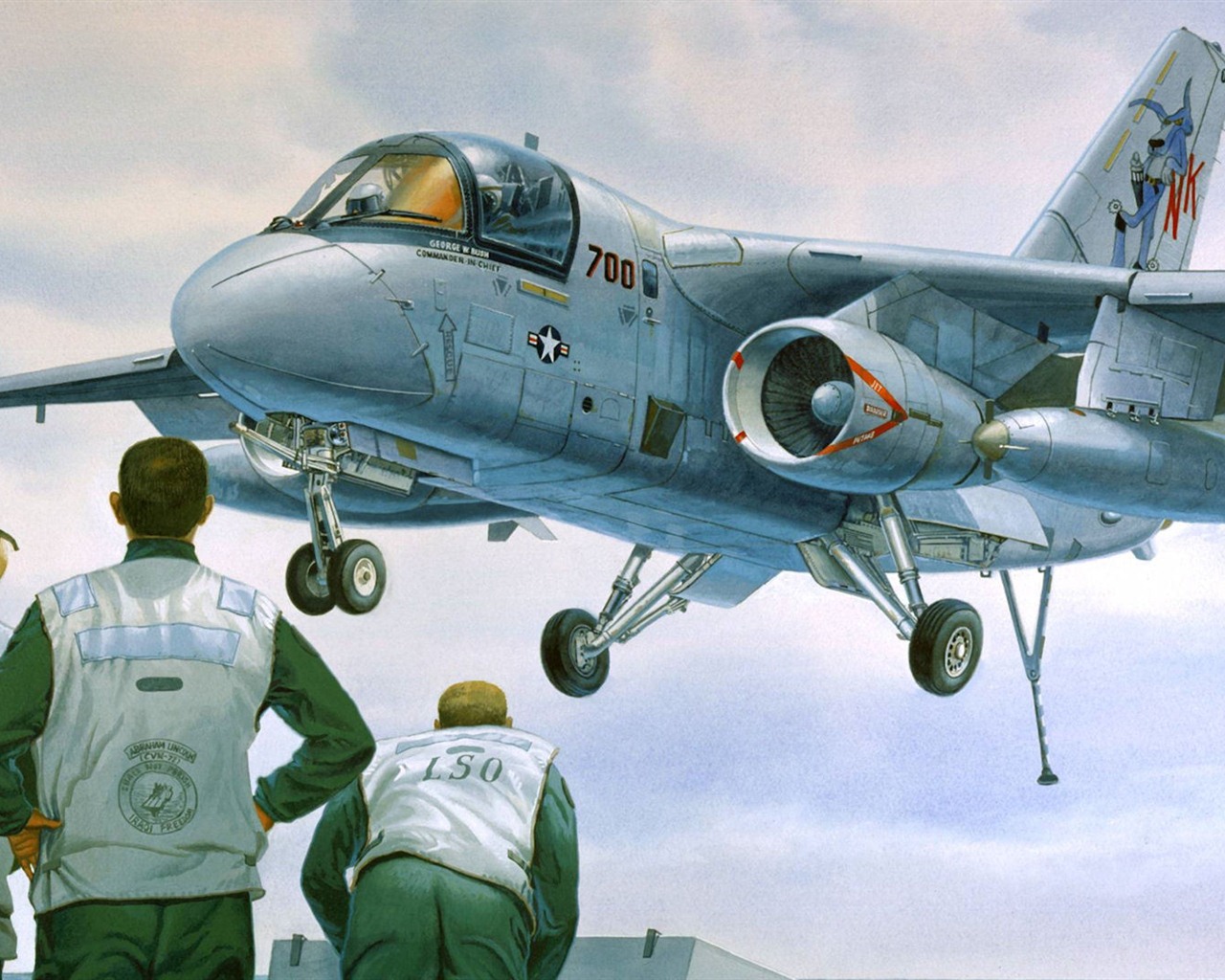 空中飞行的军用飞机 精美绘画壁纸7 - 1280x1024