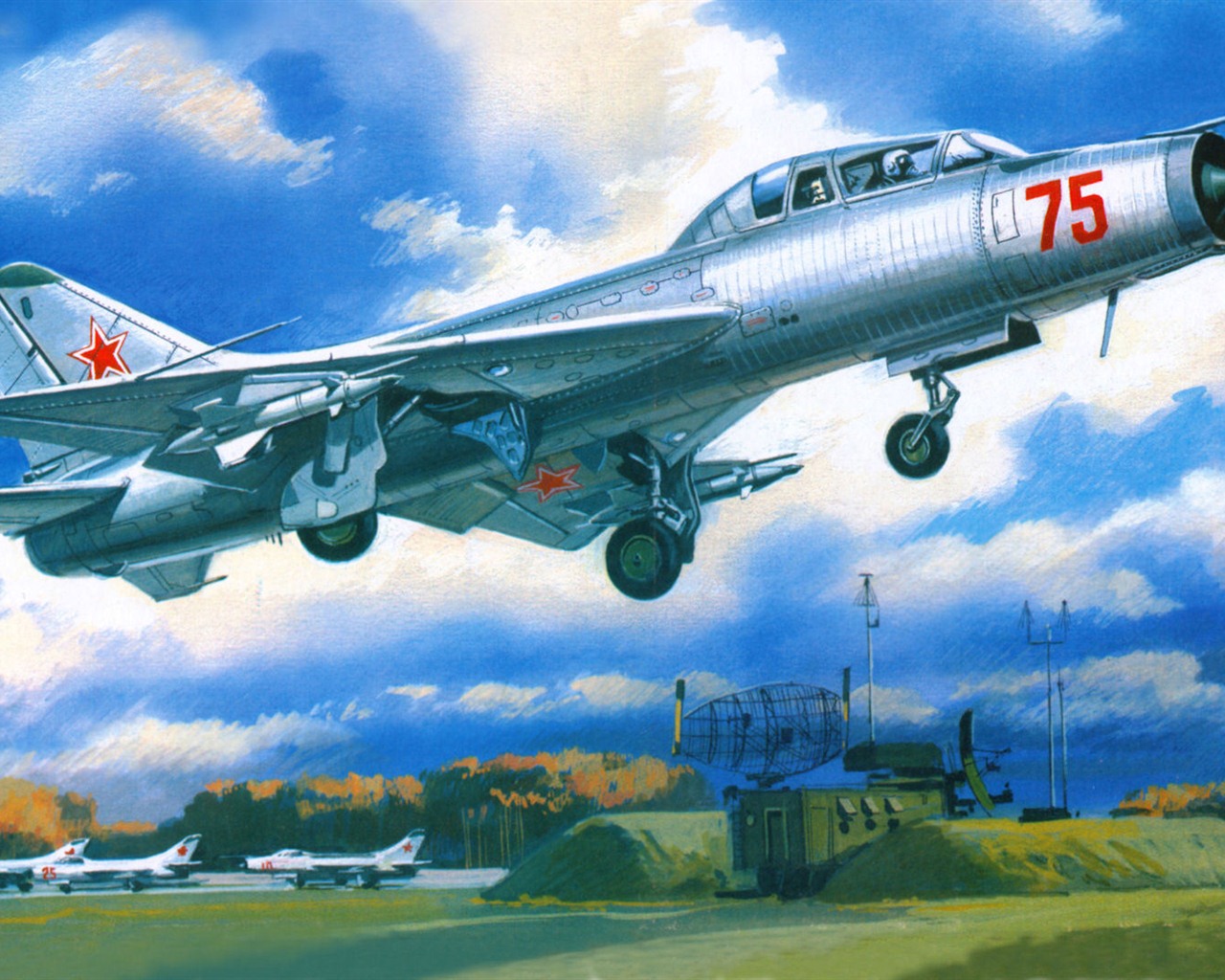 군용 항공기 비행 절묘한 그림 월페이퍼 #9 - 1280x1024