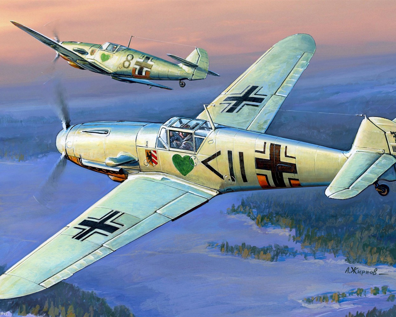 空中飞行的军用飞机 精美绘画壁纸12 - 1280x1024