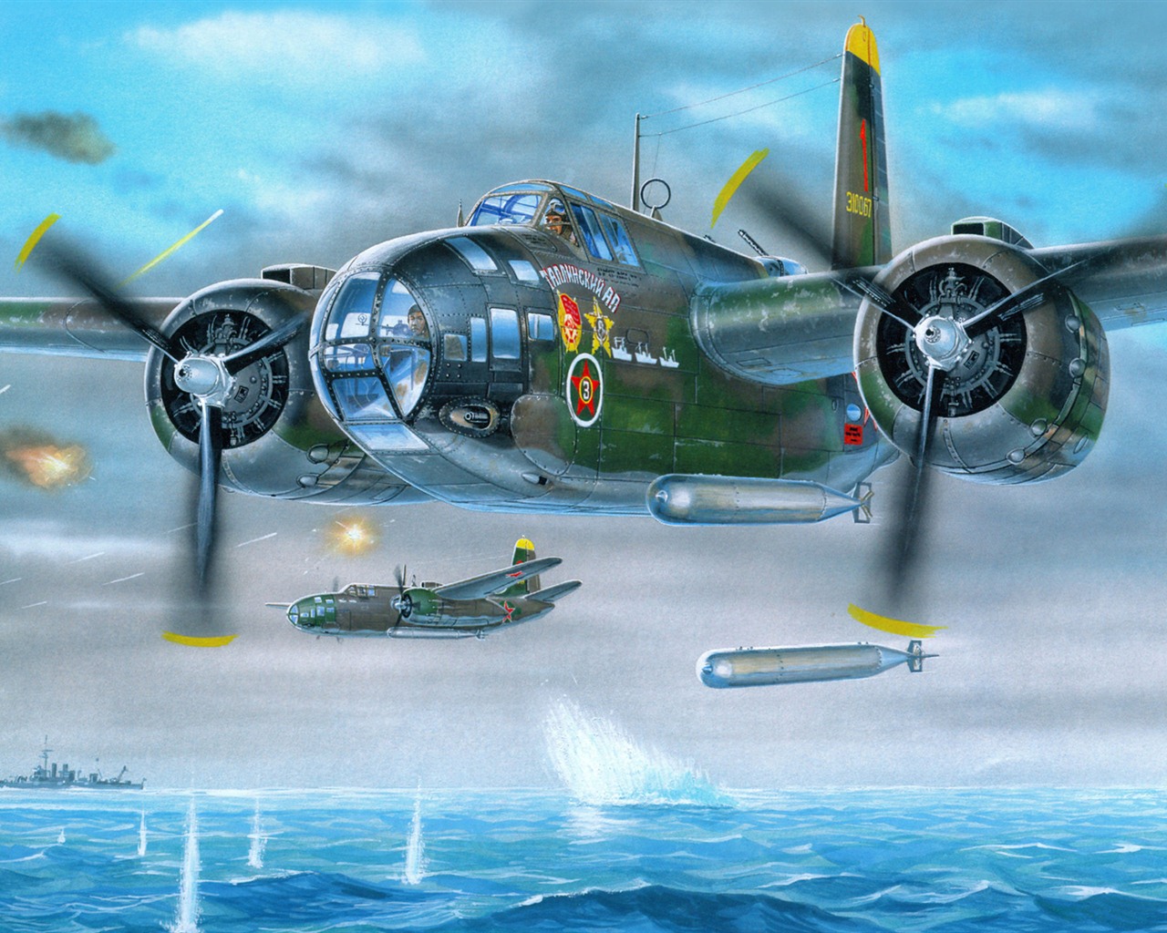 軍用機の飛行の絶妙な絵画の壁紙 #13 - 1280x1024