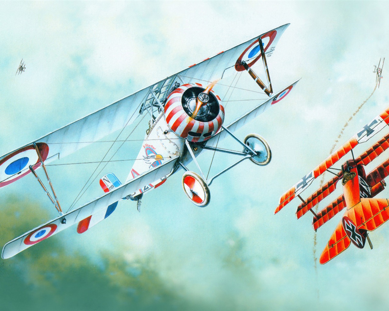 空中飞行的军用飞机 精美绘画壁纸14 - 1280x1024