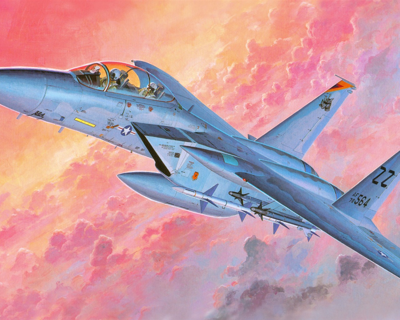 空中飛行的軍用飛機 精美繪畫壁紙 #15 - 1280x1024