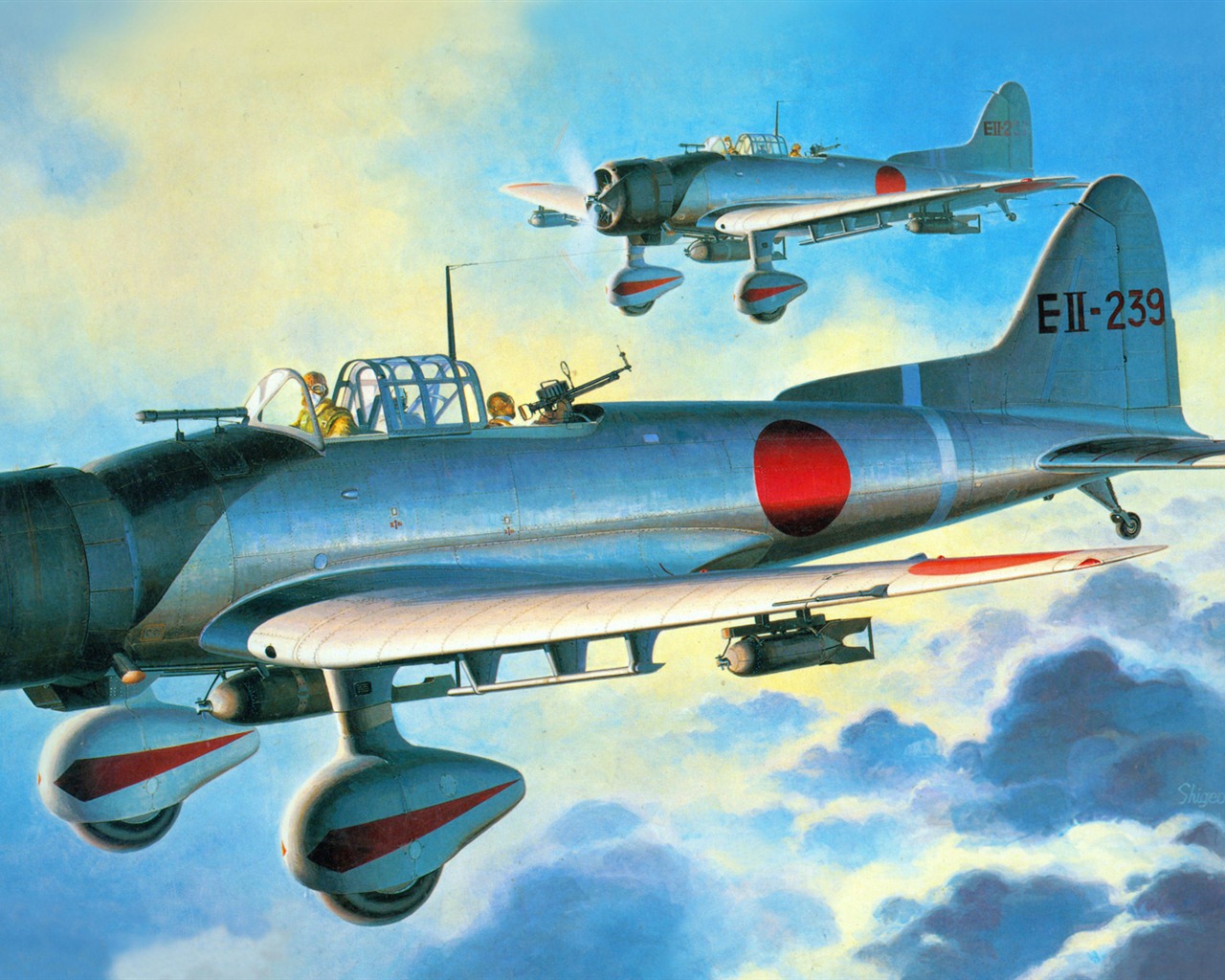 空中飛行的軍用飛機 精美繪畫壁紙 #16 - 1280x1024