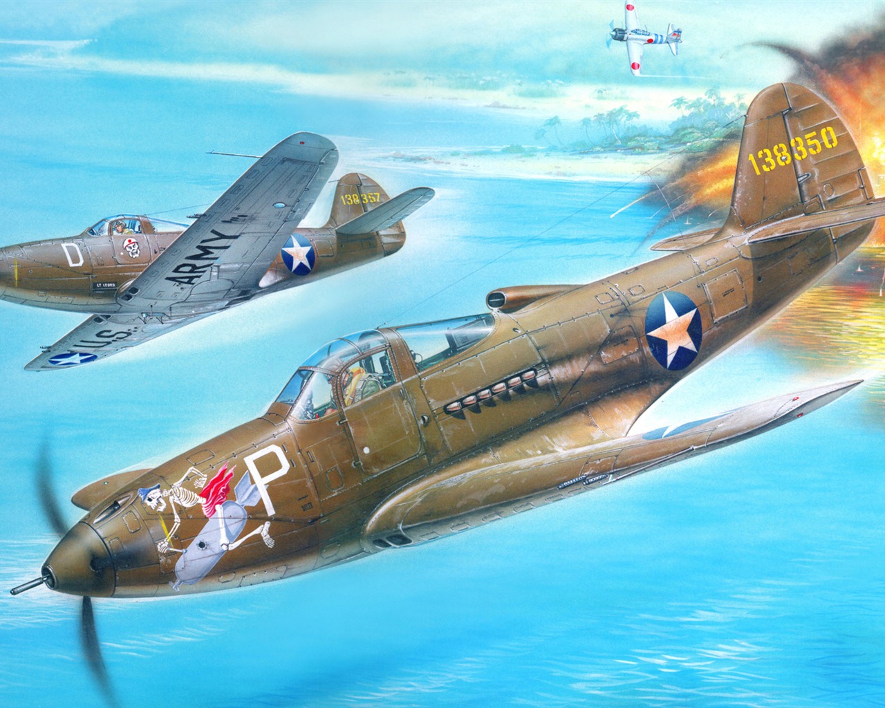 Military aircraft flight exquisite painting wallpapers #17 - 1280x1024