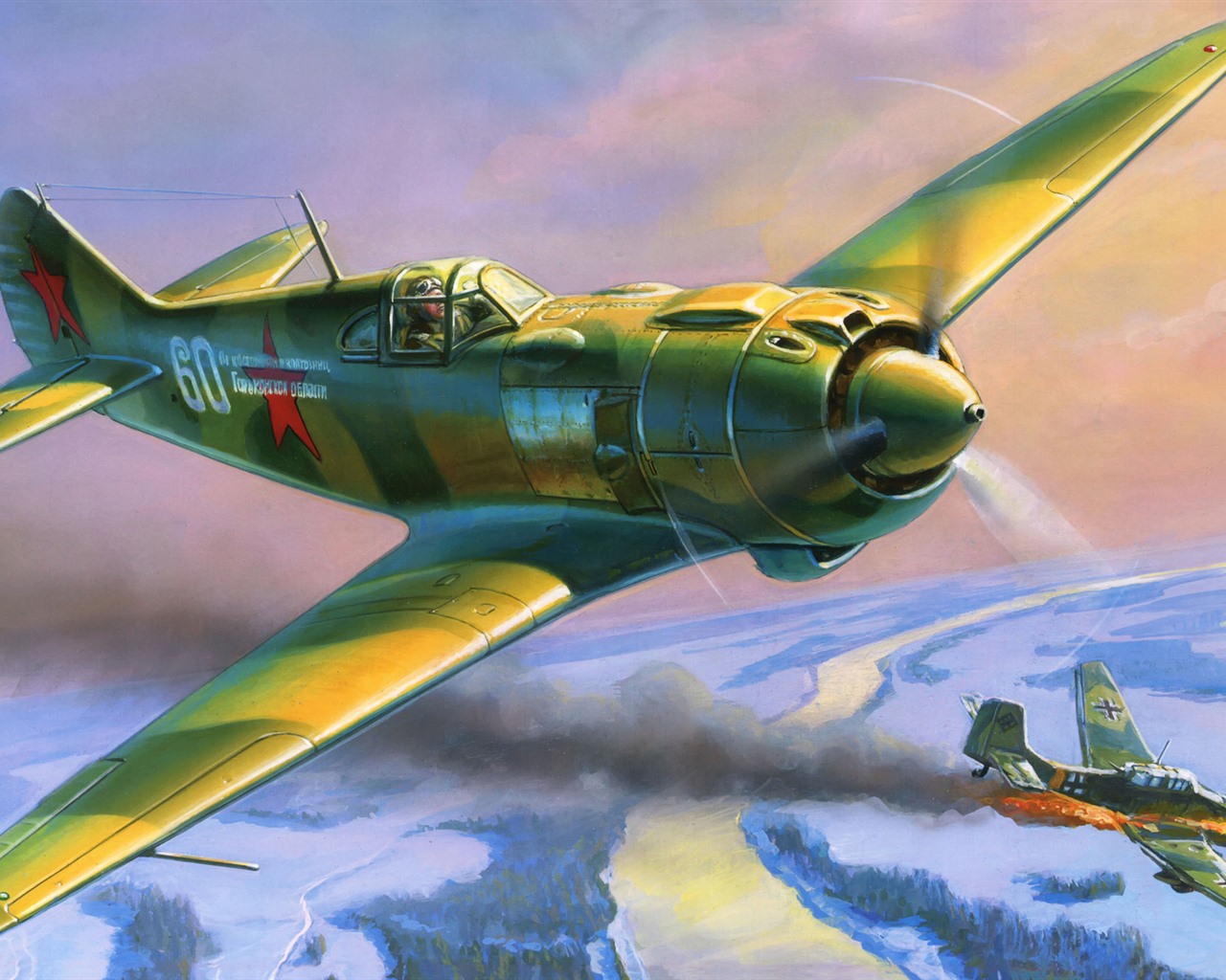 空中飛行的軍用飛機 精美繪畫壁紙 #20 - 1280x1024