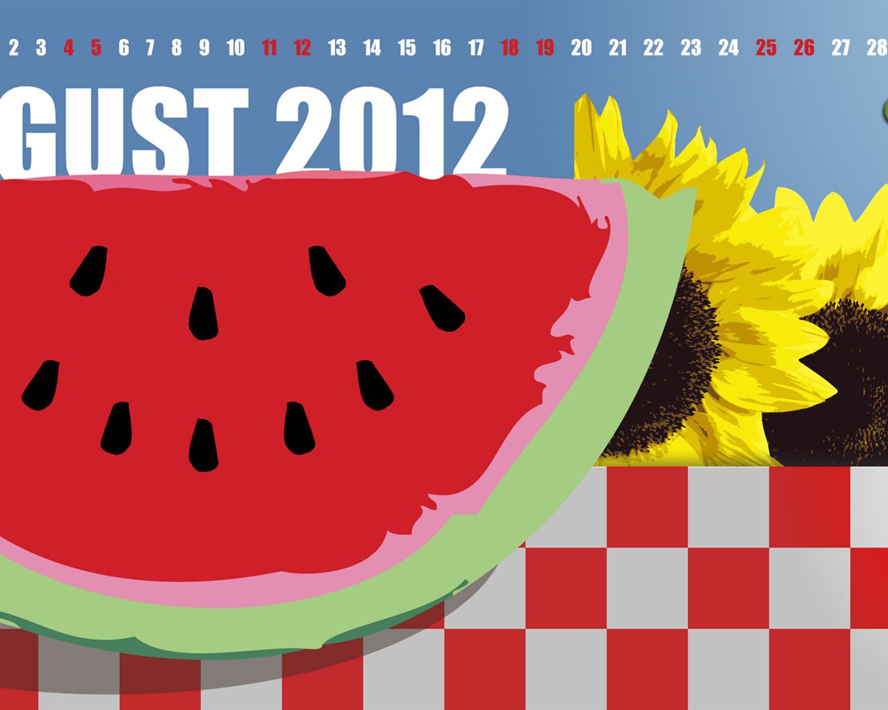 2012年8月 月曆壁紙(一) #6 - 1280x1024