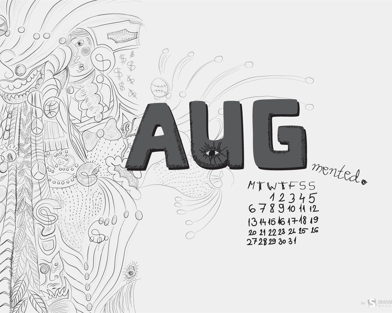 2012年8月 月曆壁紙(一) #11 - 1280x1024