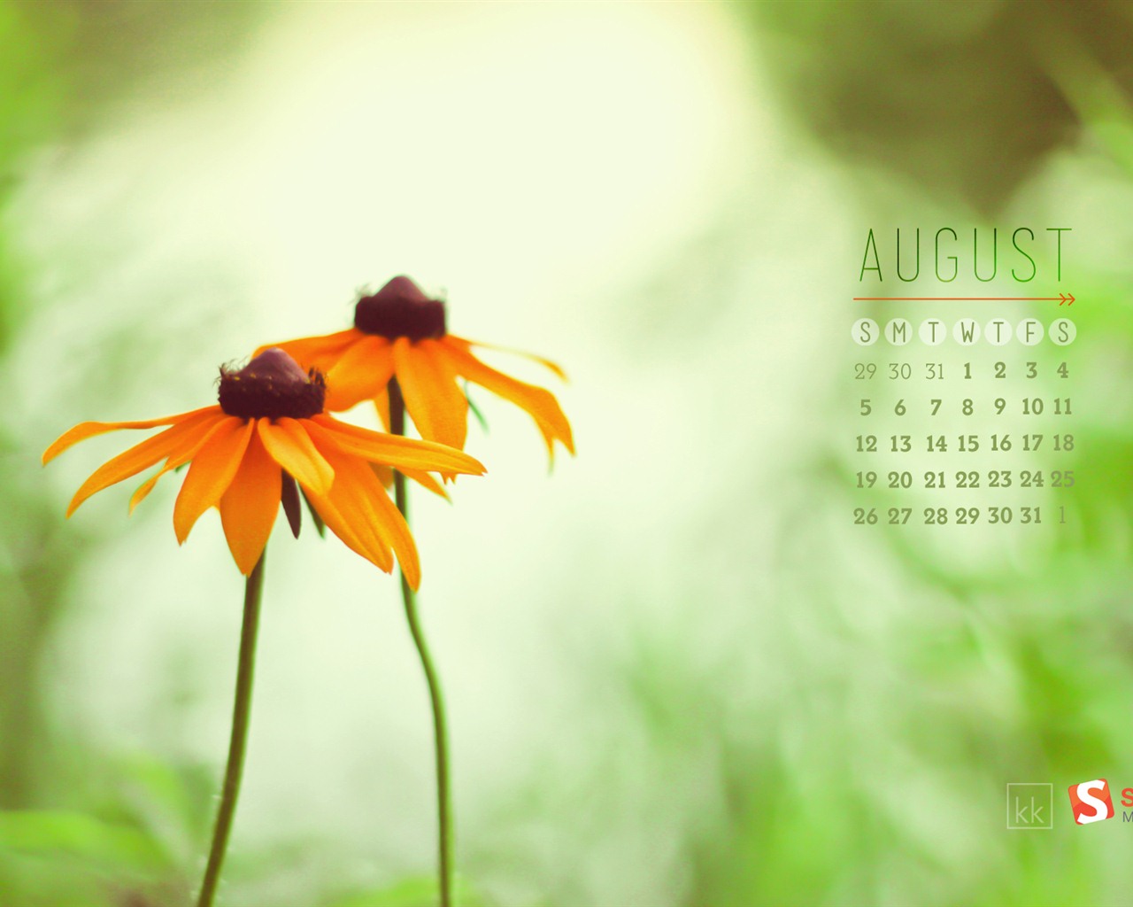 2012年8月 月曆壁紙(二) #1 - 1280x1024