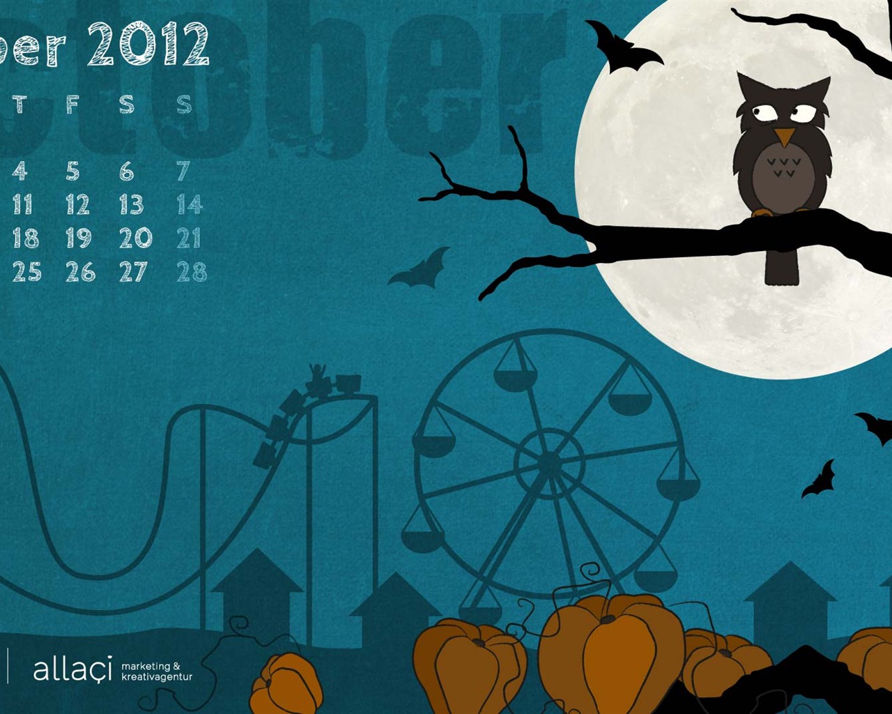 2012年10月カレンダー壁紙（1） #10 - 1280x1024