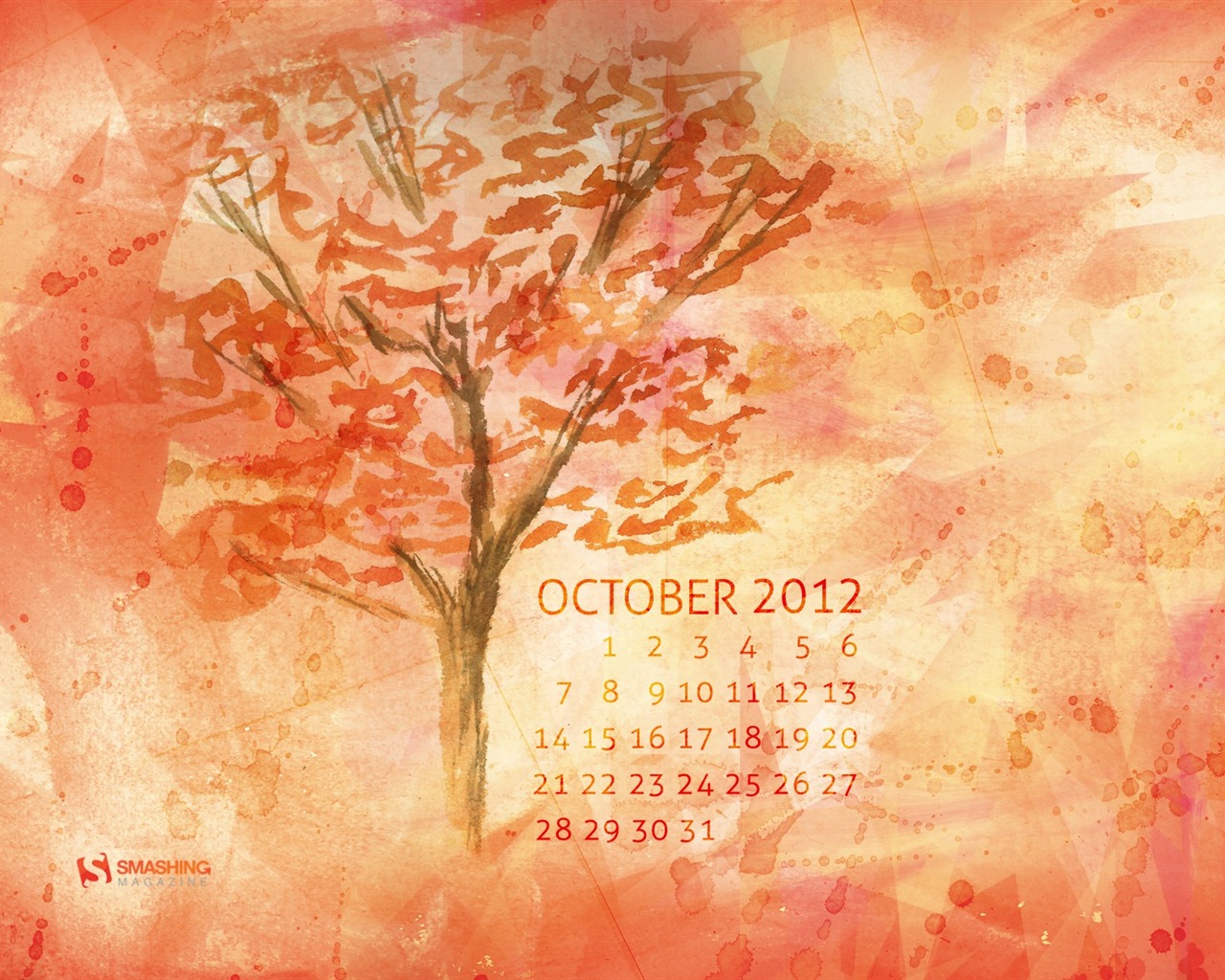 Oktober 2012 Kalender Wallpaper (2) #15 - 1280x1024