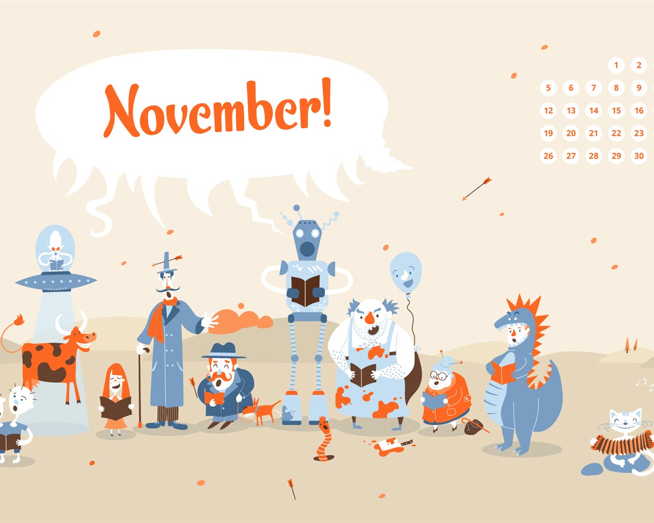 November 2012 Calendar wallpaper (1) #9 - 1280x1024
