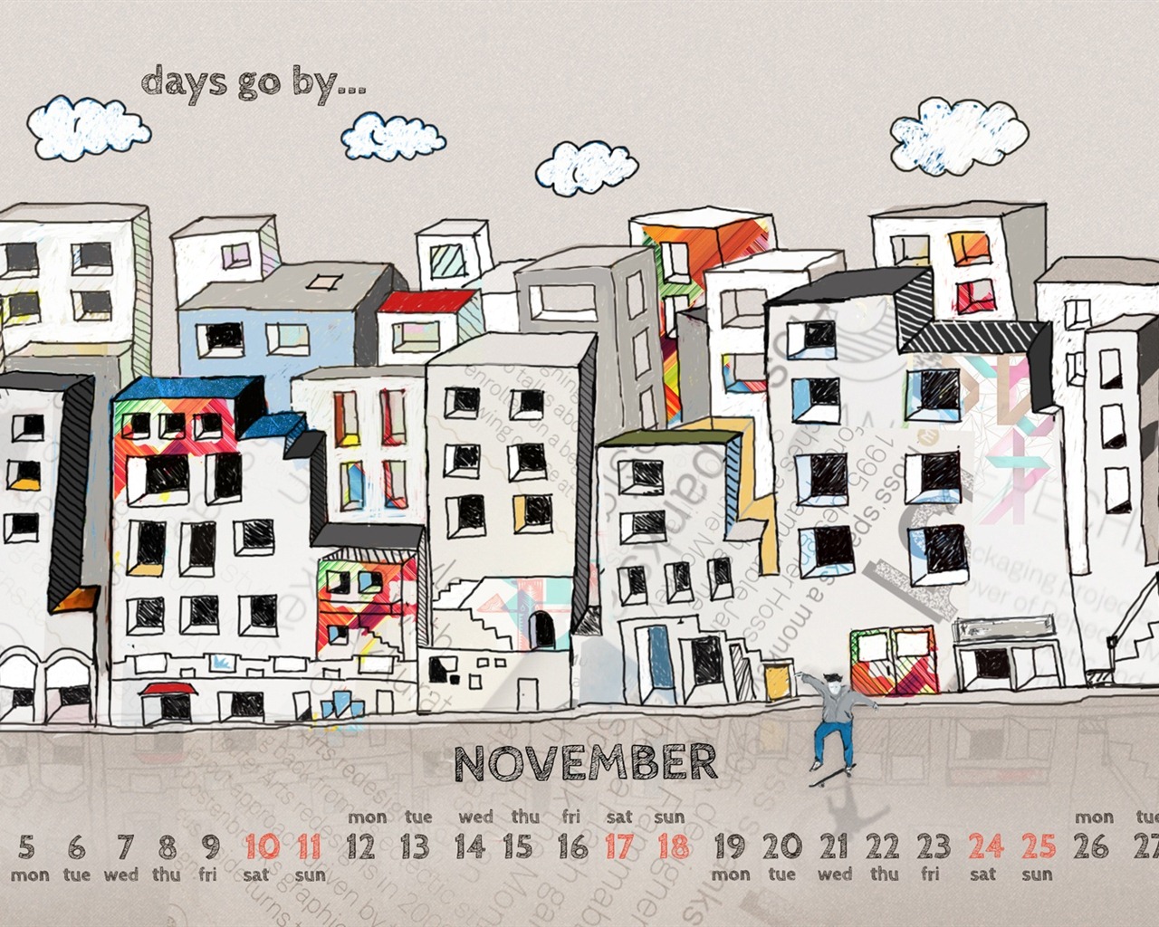 2012年11月カレンダー壁紙（1） #14 - 1280x1024
