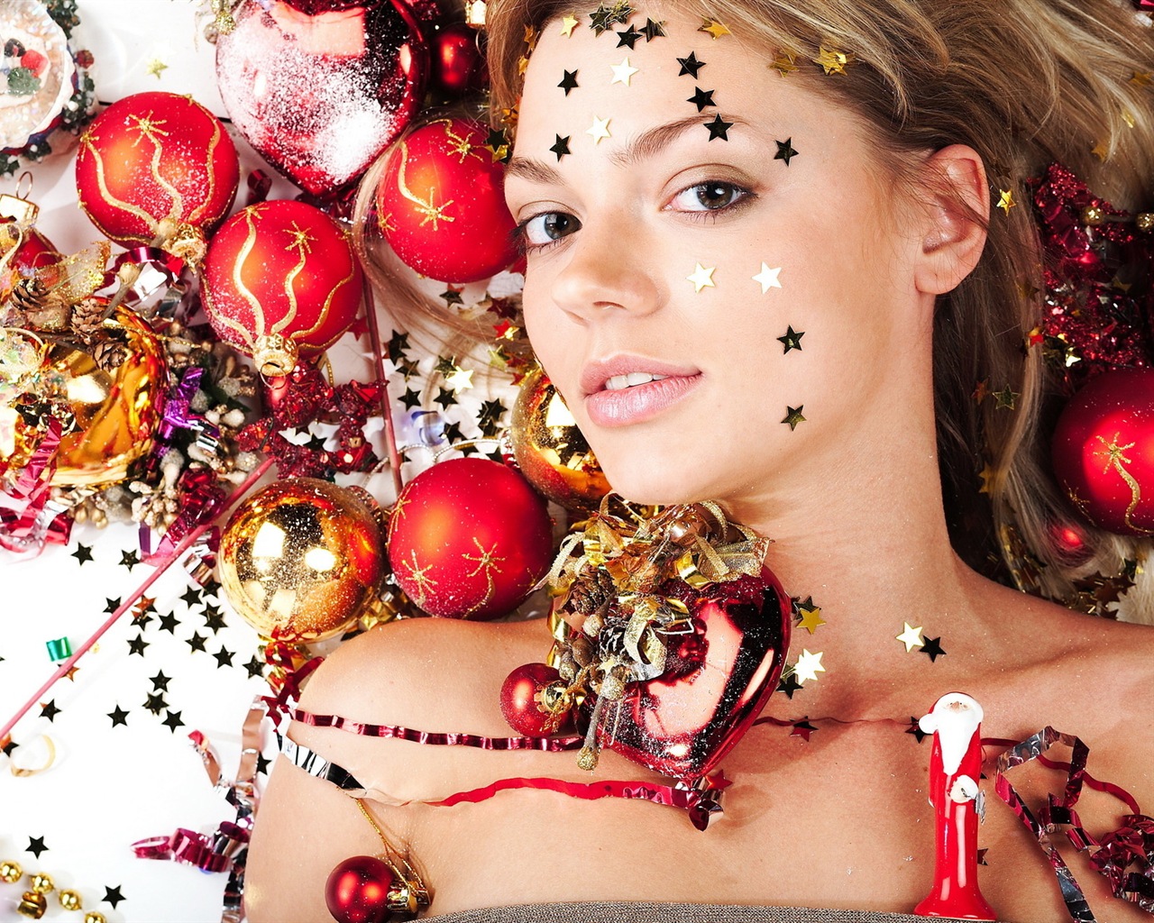 La Navidad hermosa chica HD papel tapiz (1) #9 - 1280x1024