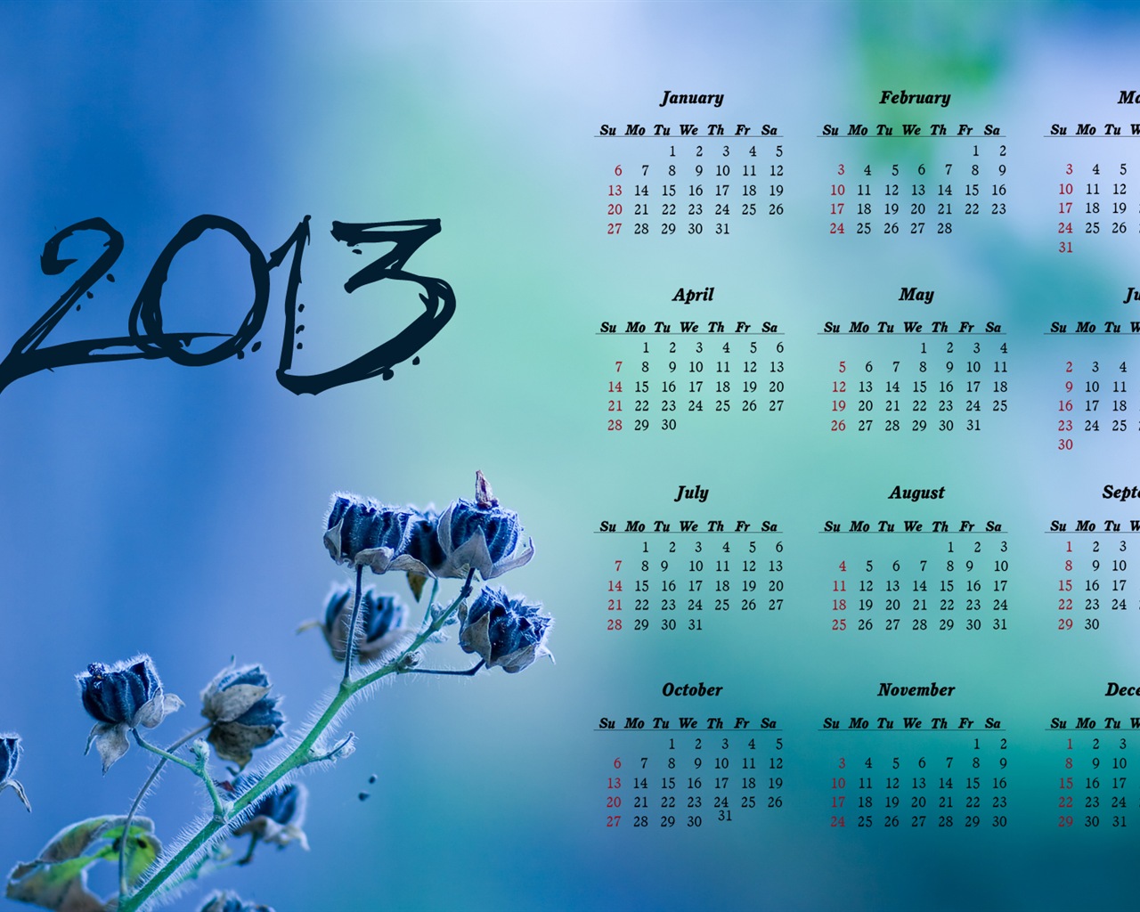2013年1月 月曆壁紙(一) #4 - 1280x1024