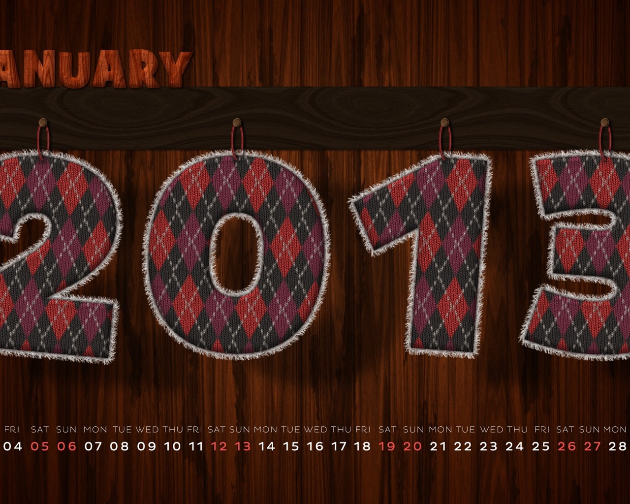 2013년 1월 캘린더 벽지 (1) #16 - 1280x1024