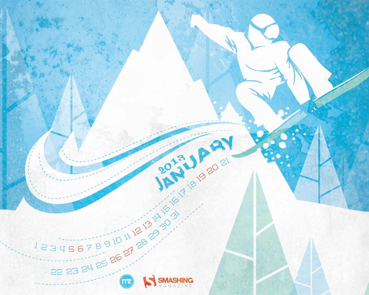 Januar 2013 Kalender Wallpaper (2) #5 - 1280x1024