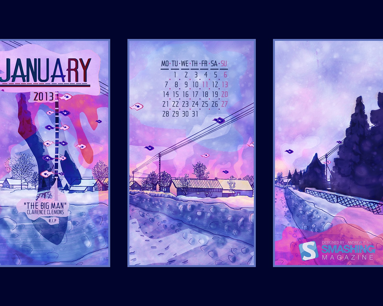 Januar 2013 Kalender Wallpaper (2) #6 - 1280x1024