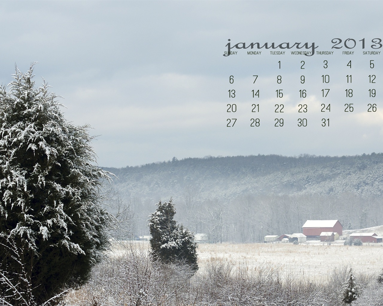 Janvier 2013 Calendrier fond d'écran (2) #15 - 1280x1024