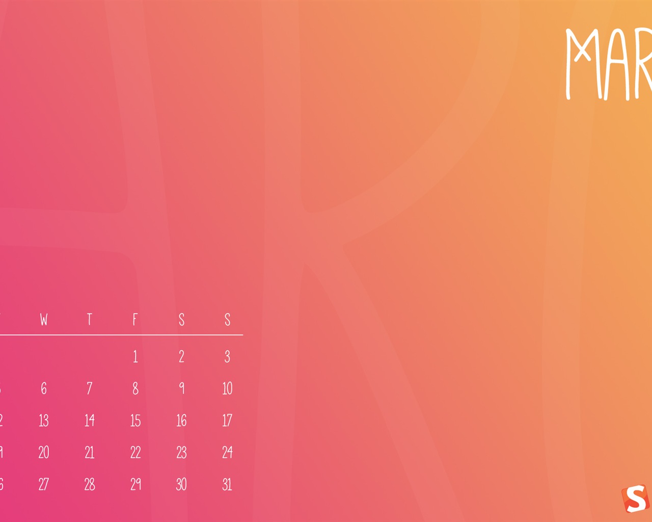 März 2013 Kalender Wallpaper (1) #13 - 1280x1024