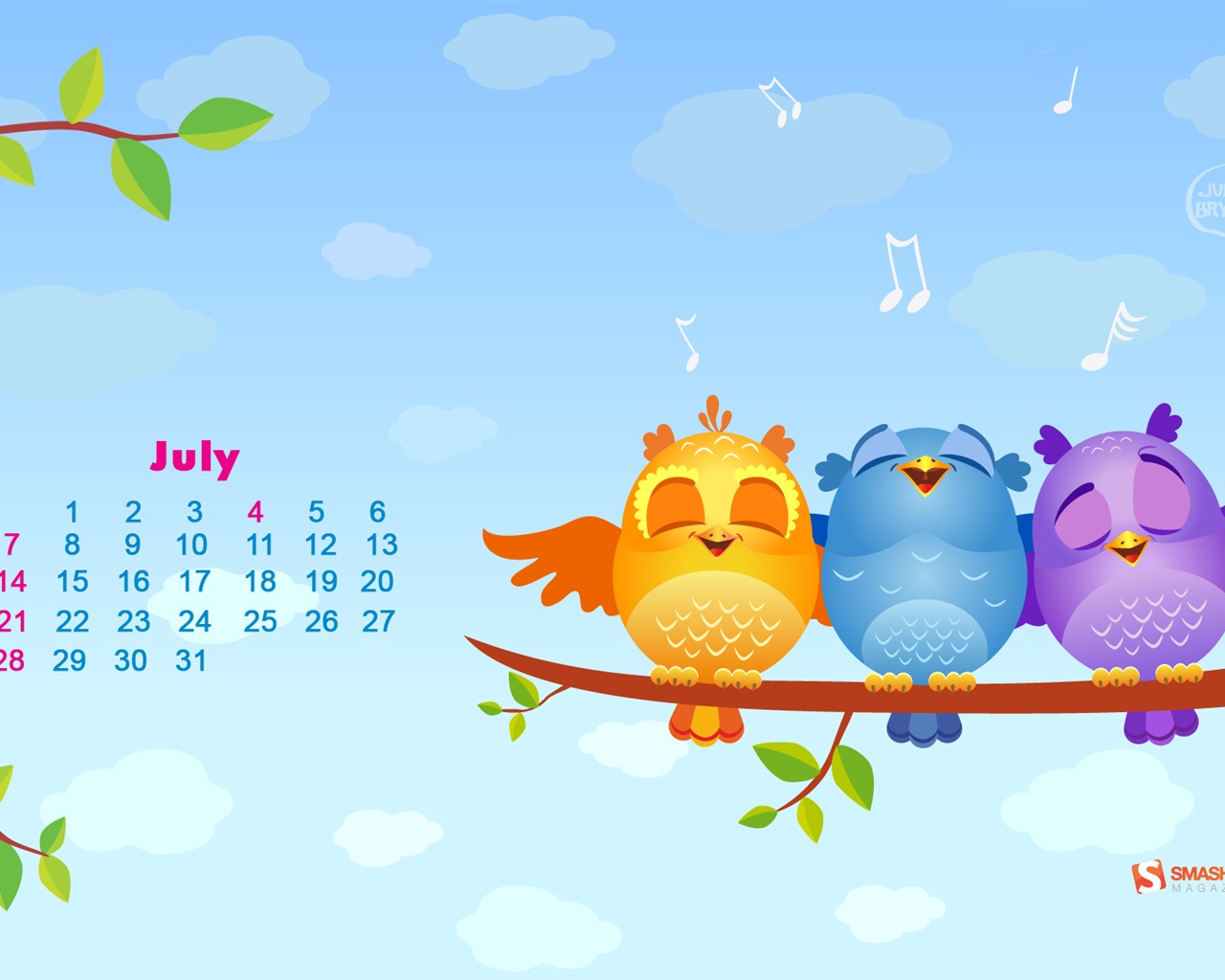 2013年7月 月曆壁紙(一) #14 - 1280x1024