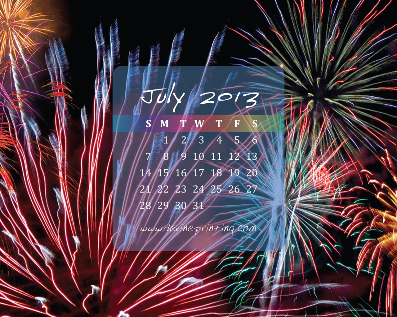 2013年7月 月曆壁紙(二) #14 - 1280x1024