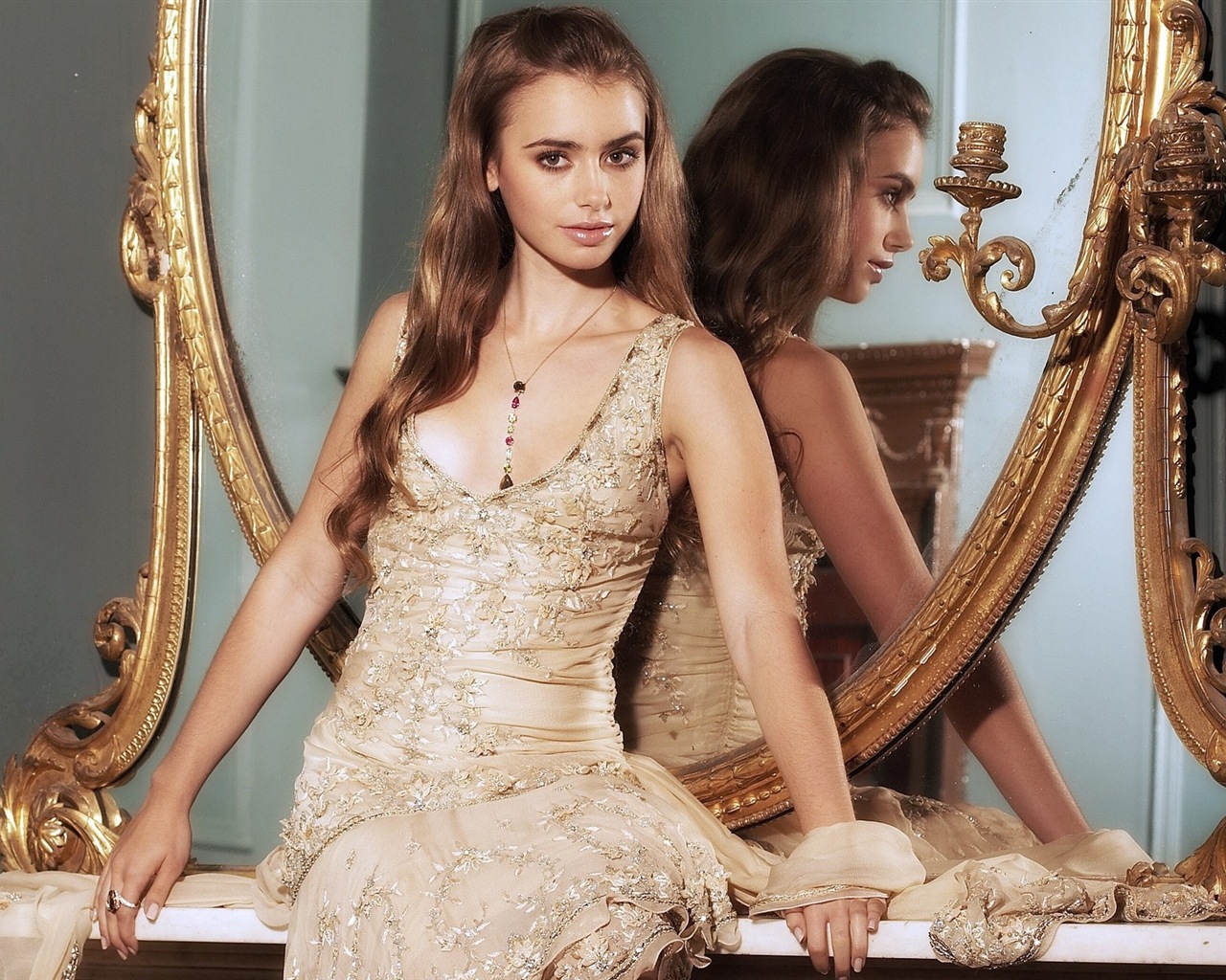 Lily Collins 莉莉·柯林斯 美女壁紙 #1 - 1280x1024