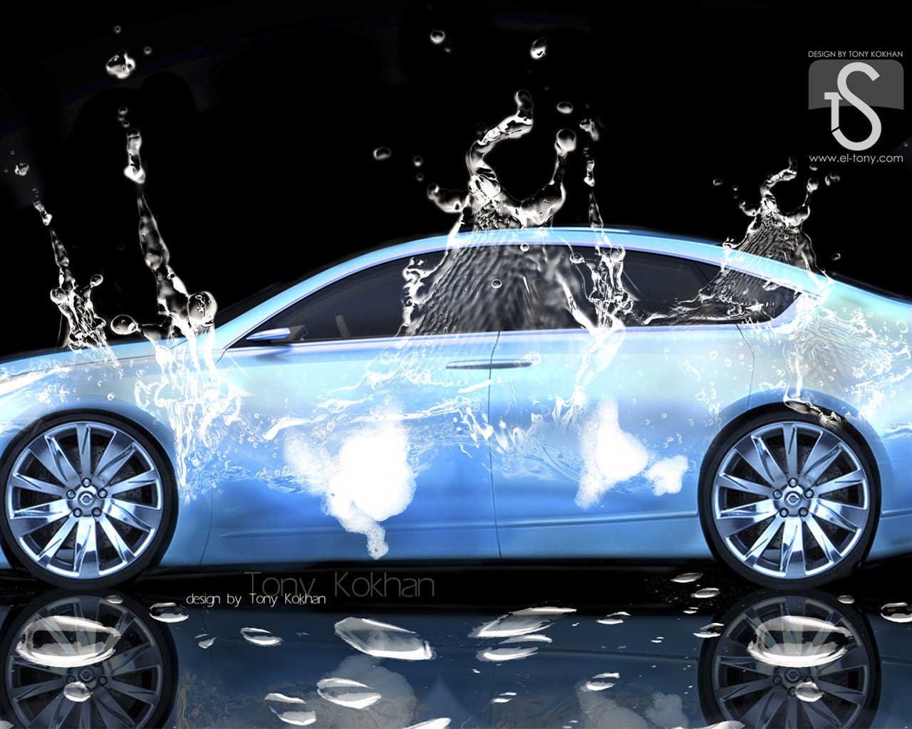 물 방울 스플래시, 아름다운 차 크리 에이 티브 디자인 배경 화면 #4 - 1280x1024